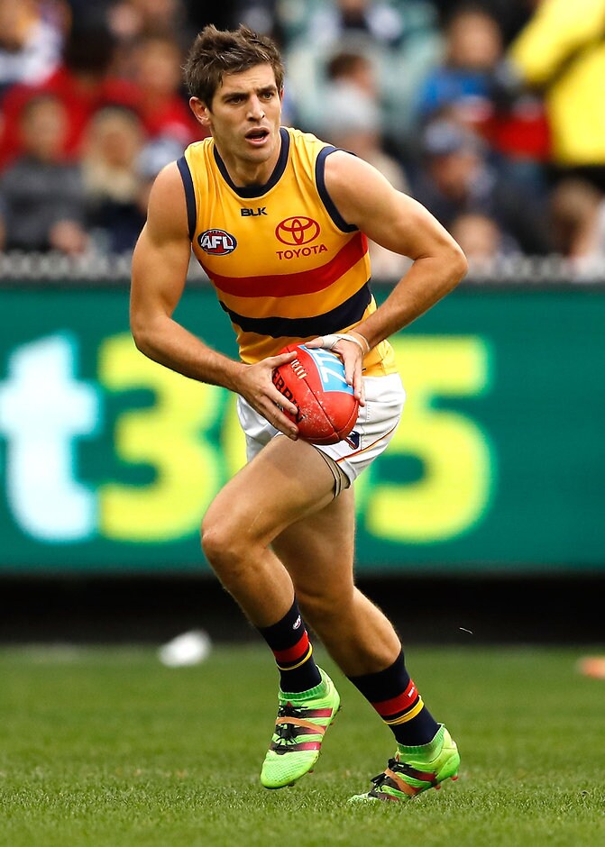 AFL 2016 Rd 16 - Carlton v Adelaide MELBOURNE, AUSTRALIA - JULY 10: Ricky Henderson of the Crows in action during the 2016 AFL Round 16 match between the Carlton Blues and the Adelaide Crows at the Melbourne Cricket Ground on July 10, 2016 in Melbourne, Australia. (Photo by Adam Trafford/AFL Media)
